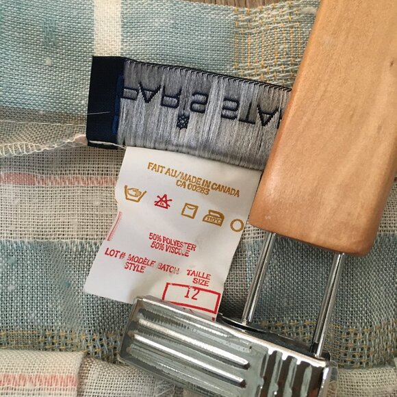 Vintage Pastel Pink & Sage Green Pocket Pleated Button Up Made in Canada Skirt - Picture 12 of 16